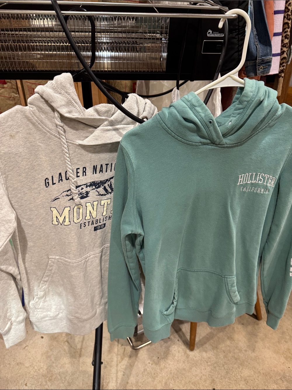 Hollister Teal Green Pullover & Grey Mountain Graphic Hoodie Set